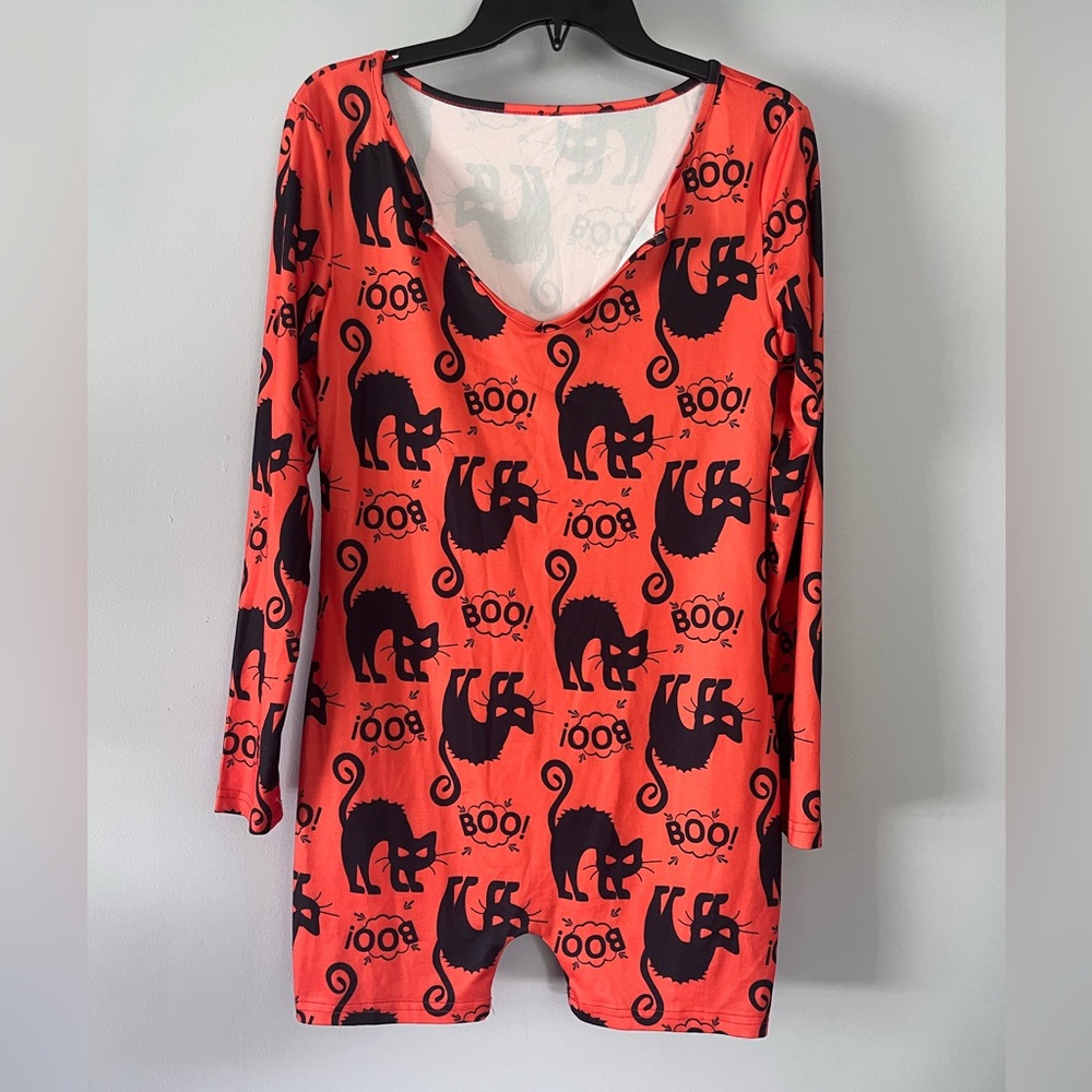 Halloween Cat Print Bodysuit